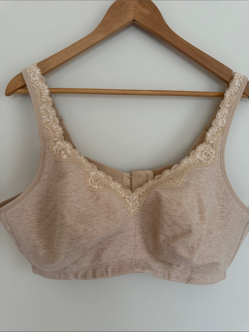 Deesse Woman Cream Wireless Cotton Bra Bralette Plus Size 46C